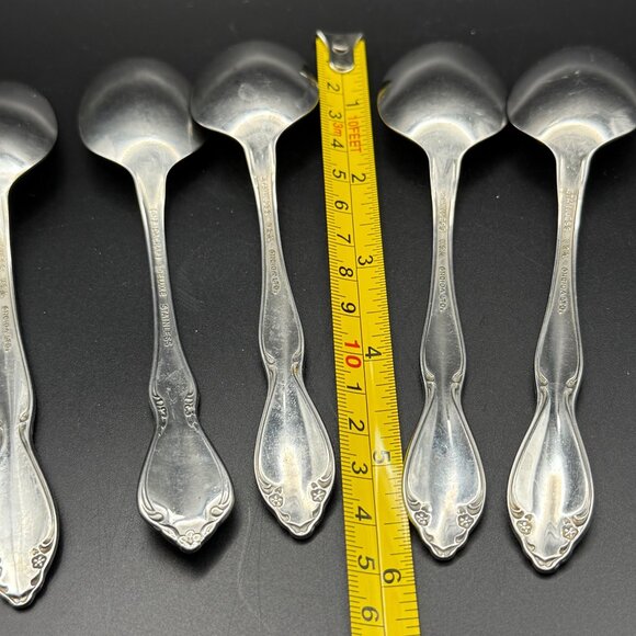 Set Of 6 Oneida Stainless Steel Berkeley Pattern Teaspoons Floral Design - Picture 5 of 5